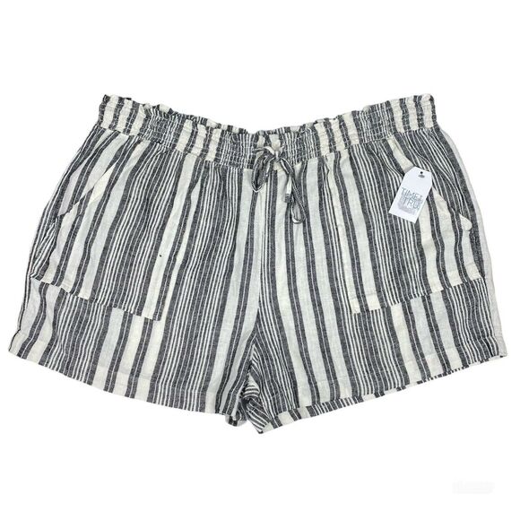 Time and Tru Shorts Womens 3XL Linen Striped Drawstring Waist Pull-On NWT - Picture 2 of 6